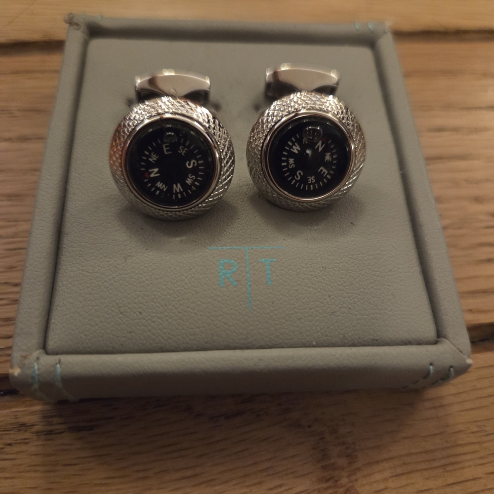 Tateossian Silver Compass Cufflinks